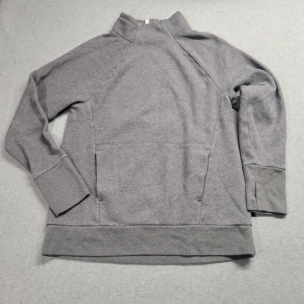 Fabletics Womens S Gray Mock Neck Pullover Sweatshirt Thumbhole Pocket Active